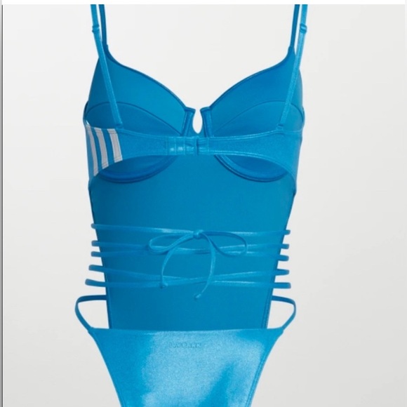 Rare!!! IVY PARK adidas metallic glitter aqua turquoise teal swimsuit s… - Picture 9 of 10